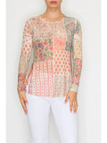 Origami Floral Patchwork Mesh Top