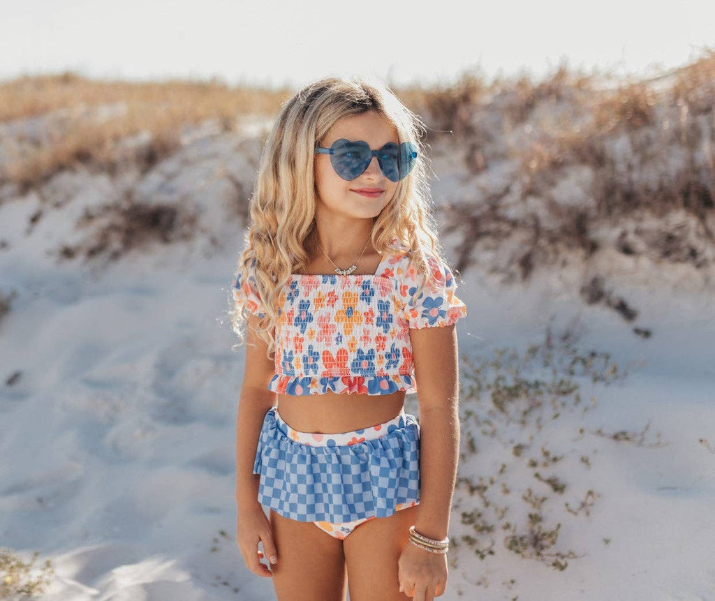 Girls' Retro Flower Power 2 Pc Swimsuit - Lemonade Mermaid