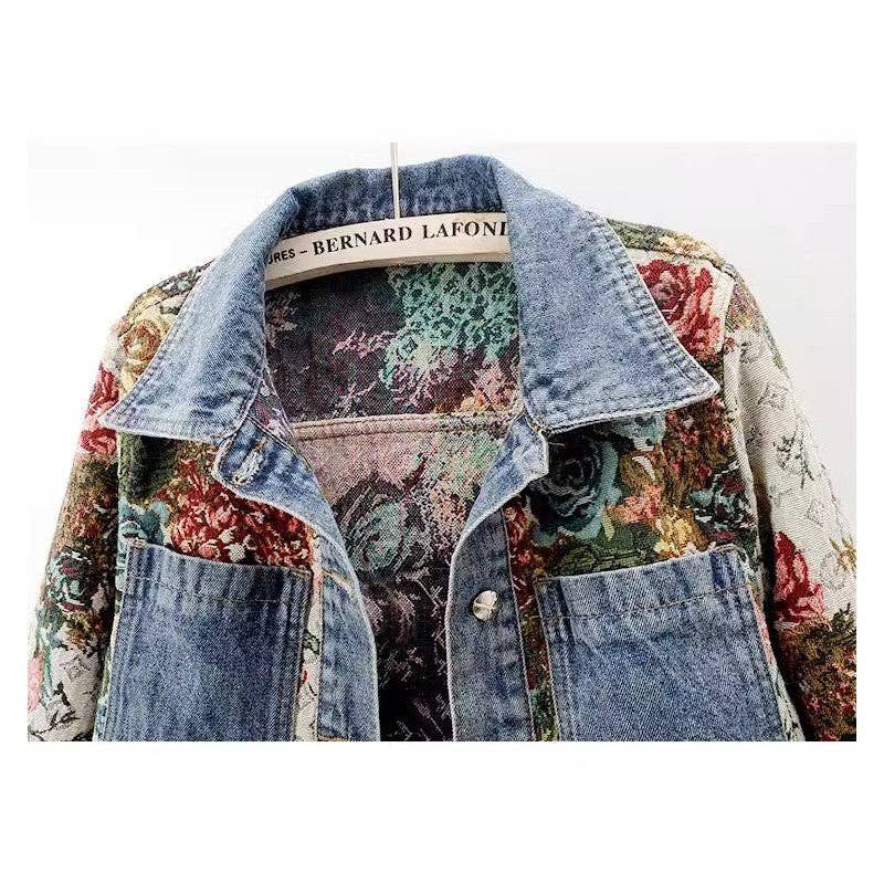Floral Denim Jacket - Lemonade Mermaid