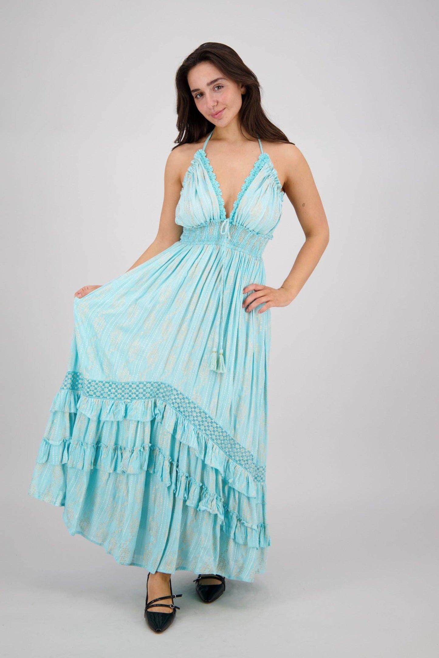 Halter Tiered Maxi Dress