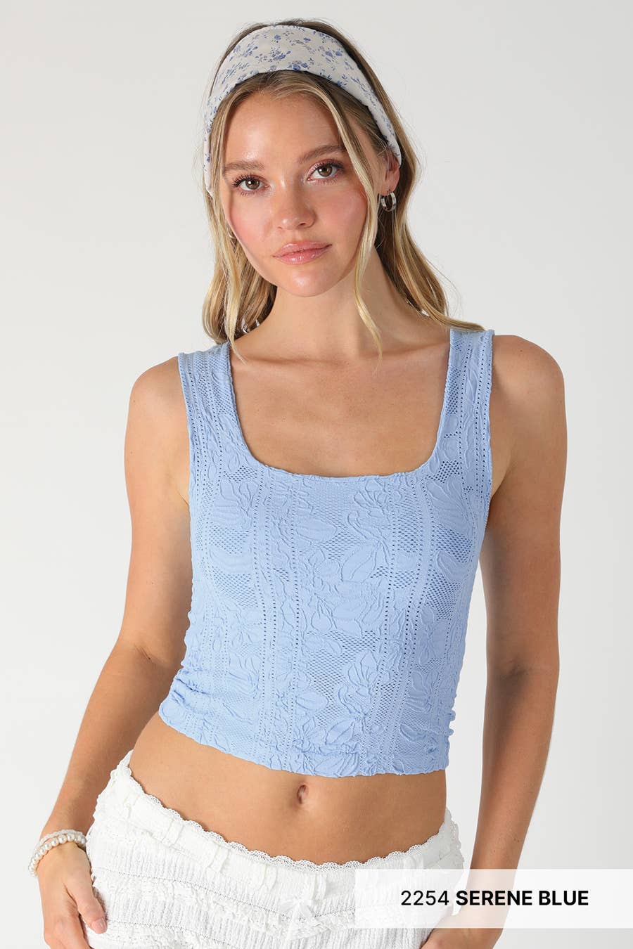 Blue Square Crop Top