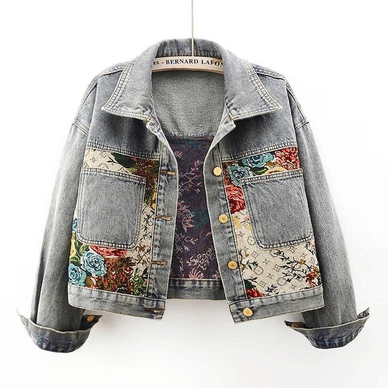 Floral Denim Jacket - Lemonade Mermaid